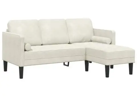 Canapea L Crem 173x131x67 cm Catifea - 2/5