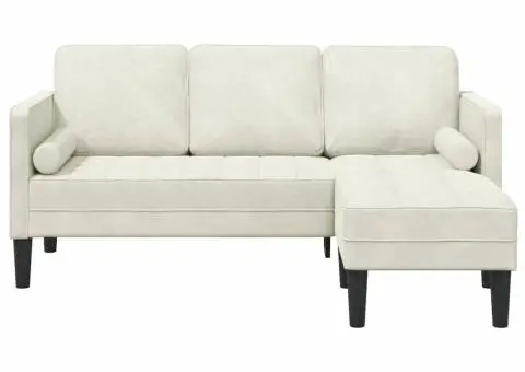 Canapea L Crem 173x131x67 cm Catifea - 4/5