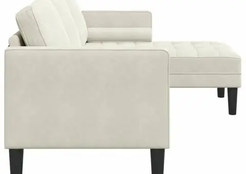 Canapea L Crem 173x131x67 cm Catifea - 5/5