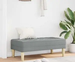vidaXL Bancă, gri deschis, 113x57x39 cm, textil