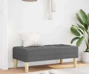 Bancă, gri închis, 113x57x39 cm, textil
