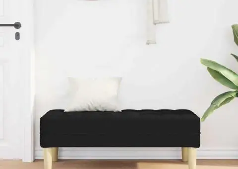 Bancă, negru, 113x57x39 cm, textil - 3/5