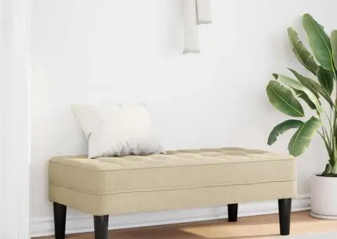 Bancă, crem, 113x57x39 cm, textil - 1/5