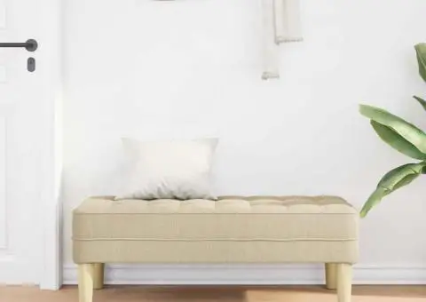 Bancă, crem, 113x57x39 cm, textil - 3/5