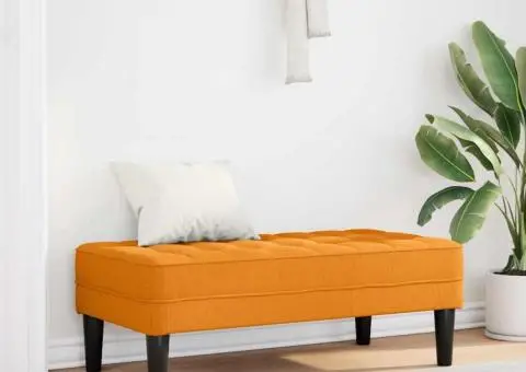 Bancă, galben închis, 113x57x39 cm, textil - 1/5