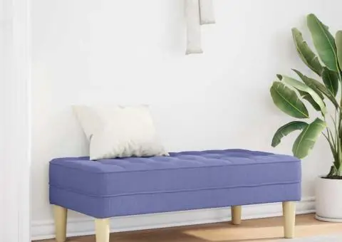 Bancă, albastru denim, 113x57x39 cm, textil - 1/5