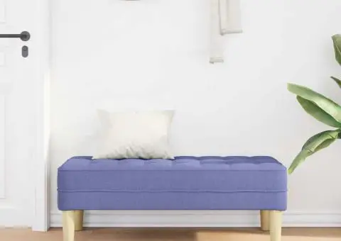 Bancă, albastru denim, 113x57x39 cm, textil - 3/5