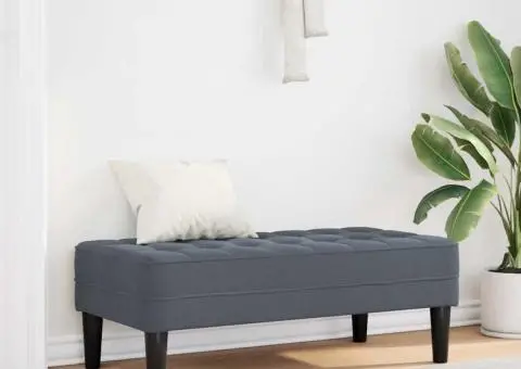 banca gri închis 113 cm din catifea - 1/5