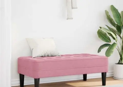 Bancă Roz 113x57x39 cm Catifea - 1/5