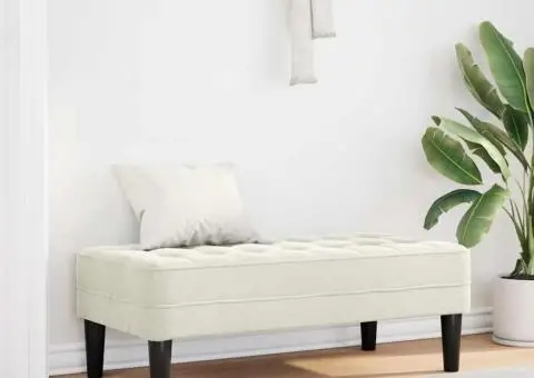 bancă crem 113 cm din catifea - 1/5