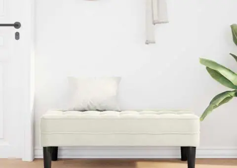 bancă crem 113 cm din catifea - 3/5