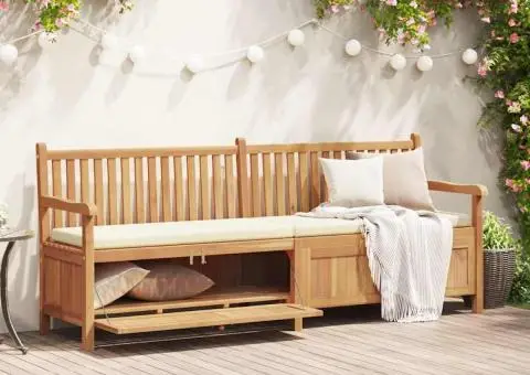 Bancă de grădină cu șemineu cu depozitare Maro 228 x 60 x 90 cm - 1/5