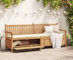 vidaXL Bancă de grădină cu șemineu cu depozitare Maro 228 x 60 x 90 cm