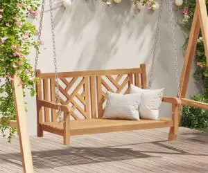 vidaXL Bancă swinging Altele Maro 114 x 60 x 64 cm Lemn masiv de tec