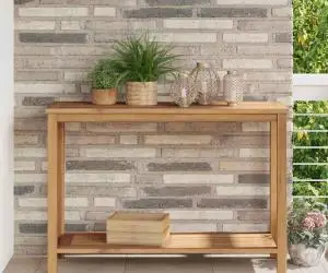 vidaXL Masă de consolă cu raft Maro 110 x 40 x 45 cm Lemn masiv de tec