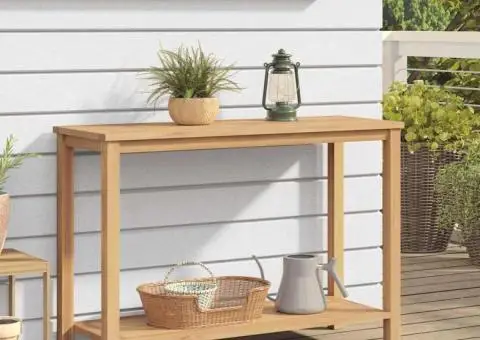 Masă de consolă cu raft Maro 110 x 40 x 45 cm Lemn masiv de tec - 4/5