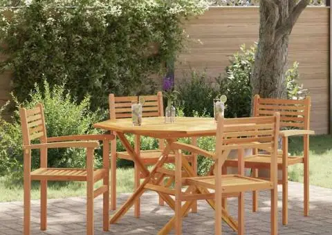 Scaune de grădină stivuibile 4 pcs Maro 55.5 x 55.5 x 90 cm - 1/5