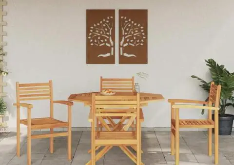 Scaune de grădină stivuibile 4 pcs Maro 55.5 x 55.5 x 90 cm - 3/5