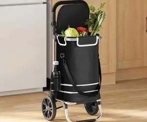 vidaXL Cărucior de cumpărături cu roți și mâner reglabil, negru, 40 L