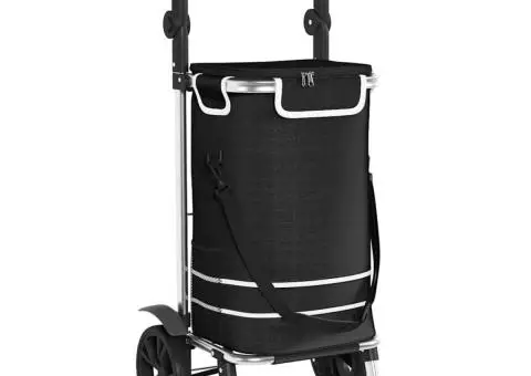 Cărucior de cumpărături cu roți și mâner reglabil, negru, 40 L - 2/5