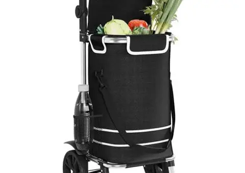 Cărucior de cumpărături cu roți și mâner reglabil, negru, 40 L - 4/5