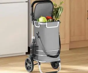 vidaXL Cărucior de cumpărături cu roți și mâner reglabil, gri, 40 L