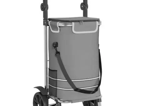 Cărucior de cumpărături cu roți și mâner reglabil, gri, 40 L - 2/5