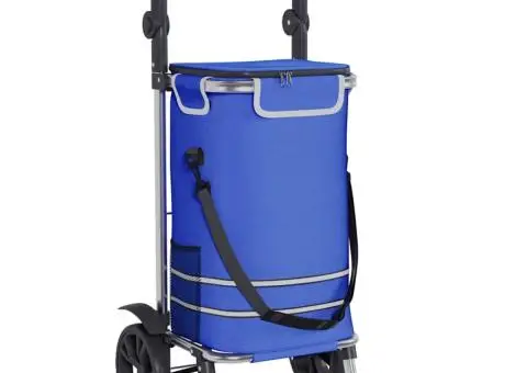 Cărucior de cumpărături cu roți și mâner reglabil, albastru, 40 L - 2/5