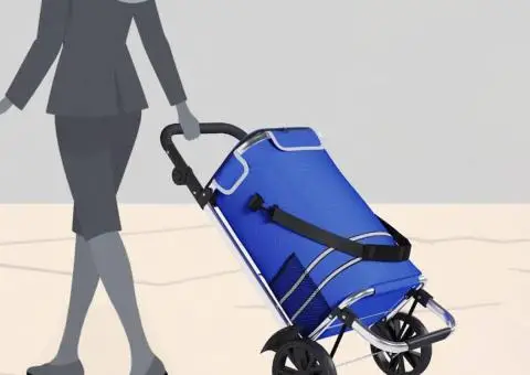 Cărucior de cumpărături cu roți și mâner reglabil, albastru, 40 L - 3/5