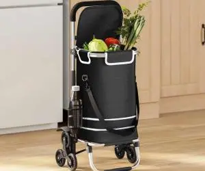 vidaXL Carucior de cumpărături cu sistem de urcare scări, negru, 40 L