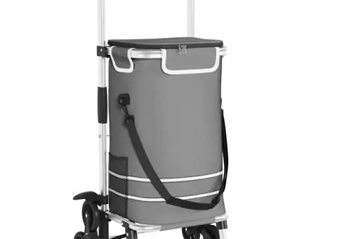 Cărucior de cumpărături cu roți și mâner reglabil, gri, 40 L - 2/5