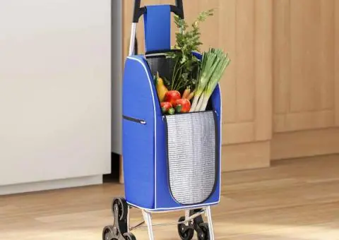 Carucior cumpărături cu sistem de urcare scări, albastru, 38 L - 1/5