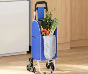 vidaXL Carucior cumpărături cu sistem de urcare scări, albastru, 38 L