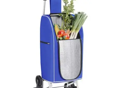 Carucior cumpărături cu sistem de urcare scări, albastru, 38 L - 4/5