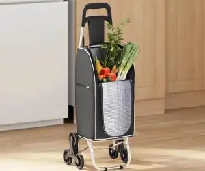 vidaXL Carucior de cumpărături cu sistem de urcare scări, negru, 38 L