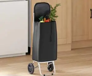 vidaXL Cărucior de cumpărături cu roți, negru, 35 L