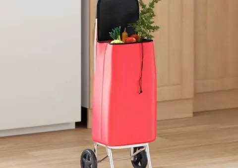 Cărucior de cumpărături cu roți, roșu, 35 L - 1/5