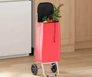 vidaXL Cărucior de cumpărături cu roți, roșu, 35 L