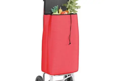 Cărucior de cumpărături cu roți, roșu, 35 L - 3/5