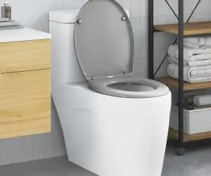 vidaXL Capac WC cu eliberare rapidă, închidere lentă, gri, duroplast