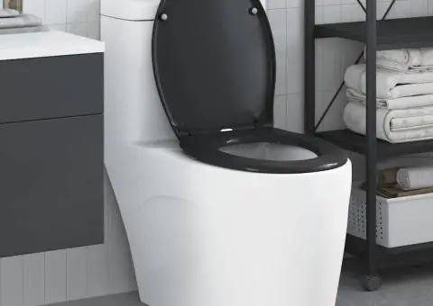 Capac WC cu eliberare rapidă, închidere lentă, negru, duroplast - 1/5