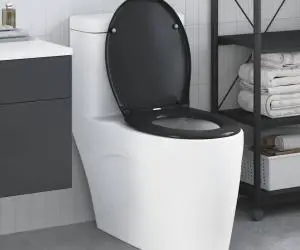 vidaXL Capac WC cu eliberare rapidă, închidere lentă, negru, duroplast