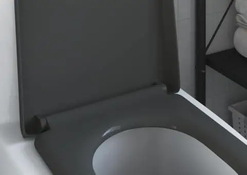 Capac WC cu eliberare rapidă închidere lentă antracit duroplast - 4/5