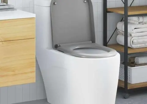 Capac WC cu eliberare rapidă, închidere lentă, gri, duroplast - 1/5