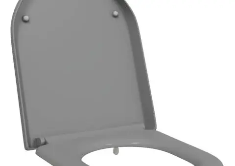 Capac WC cu eliberare rapidă, închidere lentă, gri, duroplast - 2/5