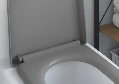 Capac WC cu eliberare rapidă, închidere lentă, gri, duroplast - 4/5