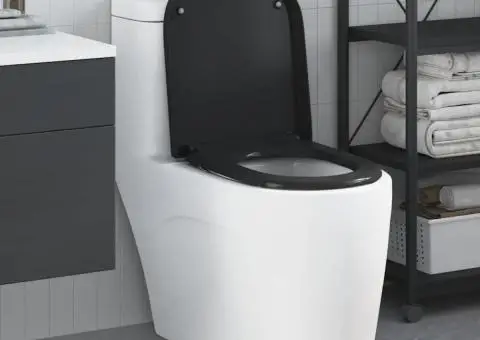 Capac WC cu eliberare rapidă, închidere lentă, negru, duroplast - 1/5