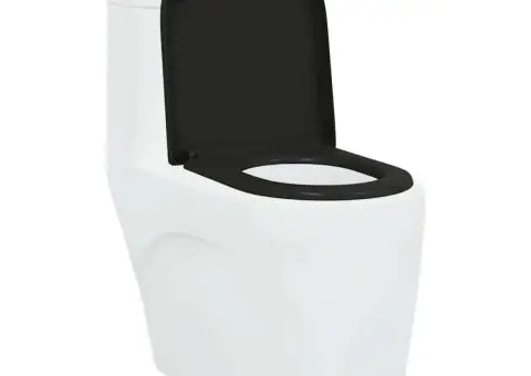 Capac WC cu eliberare rapidă, închidere lentă, negru, duroplast - 3/5