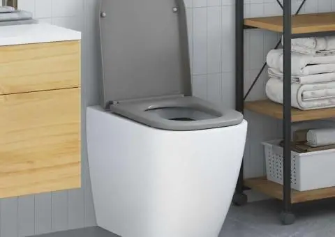 Capac WC cu eliberare rapidă, închidere lentă, gri, duroplast - 1/5