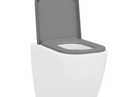 Capac WC cu eliberare rapidă, închidere lentă, gri, duroplast - 3/5